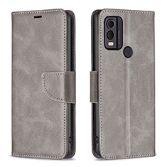 Leather Case Stands Flip Cover Holder B04F for Nokia C22 Gray