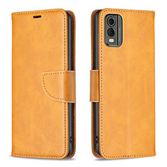 Leather Case Stands Flip Cover Holder B04F for Nokia C32 Light Brown