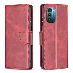Leather Case Stands Flip Cover Holder B04F for Nokia G11 Red