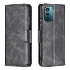 Leather Case Stands Flip Cover Holder B04F for Nokia G21 Black