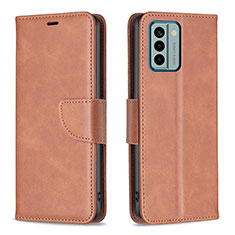 Leather Case Stands Flip Cover Holder B04F for Nokia G22 Brown