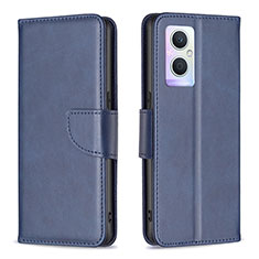 Leather Case Stands Flip Cover Holder B04F for OnePlus Nord N20 5G Blue
