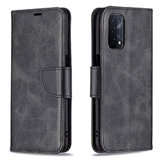 Leather Case Stands Flip Cover Holder B04F for OnePlus Nord N200 5G Black