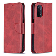 Leather Case Stands Flip Cover Holder B04F for OnePlus Nord N200 5G Red