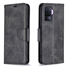 Leather Case Stands Flip Cover Holder B04F for Oppo F19 Pro Black