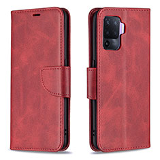 Leather Case Stands Flip Cover Holder B04F for Oppo F19 Pro Red