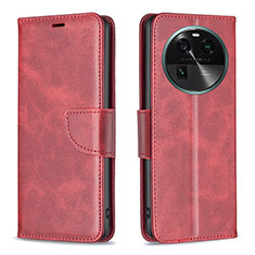 Leather Case Stands Flip Cover Holder B04F for Oppo Find X6 Pro 5G Red