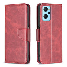 Leather Case Stands Flip Cover Holder B04F for Oppo K10 4G Red