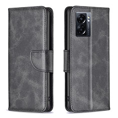 Leather Case Stands Flip Cover Holder B04F for Realme V23 5G Black