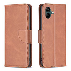 Leather Case Stands Flip Cover Holder B04F for Samsung Galaxy A04 4G Brown