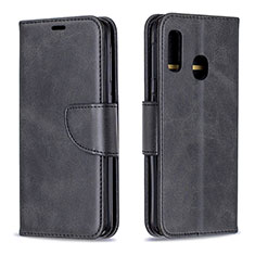 Leather Case Stands Flip Cover Holder B04F for Samsung Galaxy A20e Black
