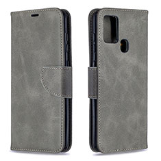 Leather Case Stands Flip Cover Holder B04F for Samsung Galaxy A21s Gray