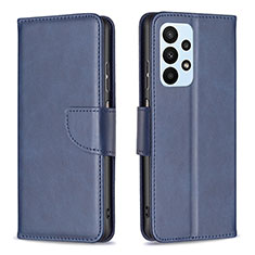 Leather Case Stands Flip Cover Holder B04F for Samsung Galaxy A23 5G Blue