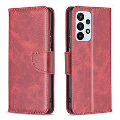 Leather Case Stands Flip Cover Holder B04F for Samsung Galaxy A23 5G Red