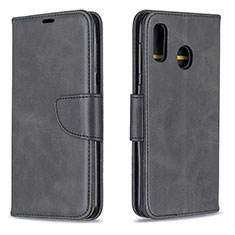 Leather Case Stands Flip Cover Holder B04F for Samsung Galaxy A30 Black