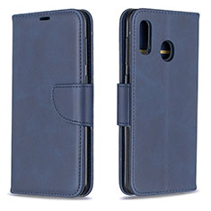 Leather Case Stands Flip Cover Holder B04F for Samsung Galaxy A30 Blue