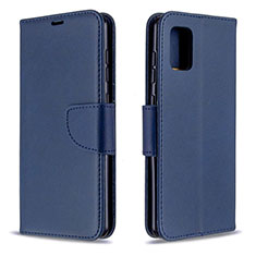 Leather Case Stands Flip Cover Holder B04F for Samsung Galaxy A31 Blue