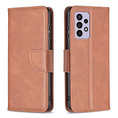 Leather Case Stands Flip Cover Holder B04F for Samsung Galaxy A33 5G Brown