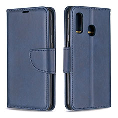 Leather Case Stands Flip Cover Holder B04F for Samsung Galaxy A40 Blue
