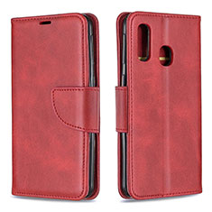 Leather Case Stands Flip Cover Holder B04F for Samsung Galaxy A40 Red