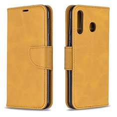 Leather Case Stands Flip Cover Holder B04F for Samsung Galaxy A40s Light Brown
