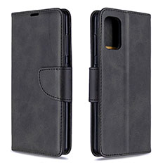 Leather Case Stands Flip Cover Holder B04F for Samsung Galaxy A41 Black