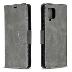 Leather Case Stands Flip Cover Holder B04F for Samsung Galaxy A42 5G Gray