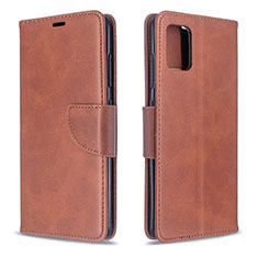 Leather Case Stands Flip Cover Holder B04F for Samsung Galaxy A51 4G Brown