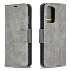 Leather Case Stands Flip Cover Holder B04F for Samsung Galaxy A52 4G Gray