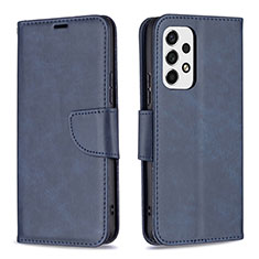Leather Case Stands Flip Cover Holder B04F for Samsung Galaxy A53 5G Blue