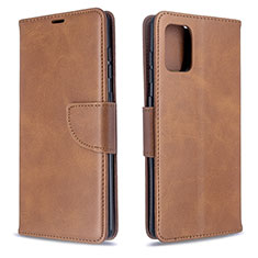 Leather Case Stands Flip Cover Holder B04F for Samsung Galaxy A71 5G Brown