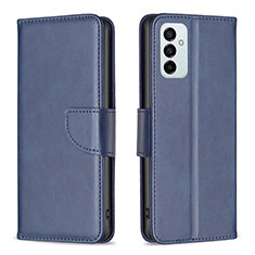 Leather Case Stands Flip Cover Holder B04F for Samsung Galaxy F23 5G Blue