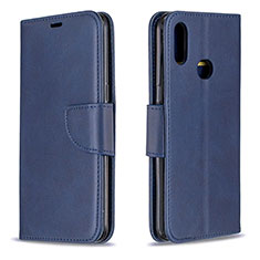 Leather Case Stands Flip Cover Holder B04F for Samsung Galaxy M01s Blue