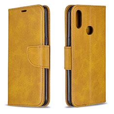 Leather Case Stands Flip Cover Holder B04F for Samsung Galaxy M01s Light Brown