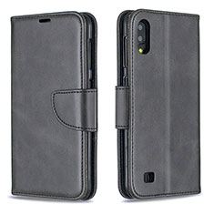 Leather Case Stands Flip Cover Holder B04F for Samsung Galaxy M10 Black
