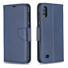 Leather Case Stands Flip Cover Holder B04F for Samsung Galaxy M10 Blue