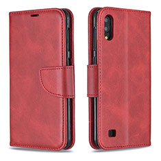 Leather Case Stands Flip Cover Holder B04F for Samsung Galaxy M10 Red