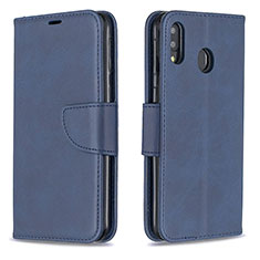 Leather Case Stands Flip Cover Holder B04F for Samsung Galaxy M20 Blue