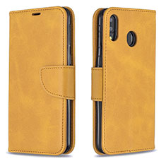 Leather Case Stands Flip Cover Holder B04F for Samsung Galaxy M20 Light Brown