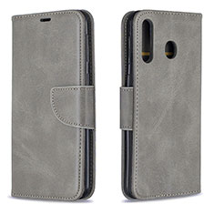 Leather Case Stands Flip Cover Holder B04F for Samsung Galaxy M30 Gray