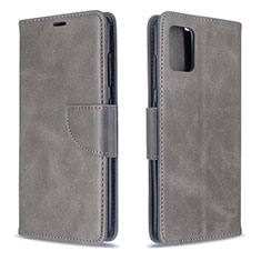 Leather Case Stands Flip Cover Holder B04F for Samsung Galaxy M40S Gray