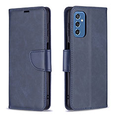 Leather Case Stands Flip Cover Holder B04F for Samsung Galaxy M52 5G Blue