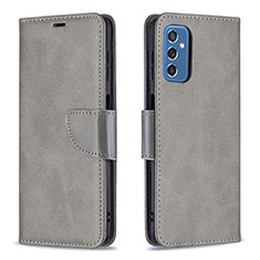 Leather Case Stands Flip Cover Holder B04F for Samsung Galaxy M52 5G Gray