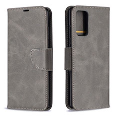 Leather Case Stands Flip Cover Holder B04F for Samsung Galaxy Note 20 5G Gray