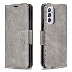 Leather Case Stands Flip Cover Holder B04F for Samsung Galaxy Quantum2 5G Gray