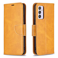 Leather Case Stands Flip Cover Holder B04F for Samsung Galaxy Quantum2 5G Light Brown