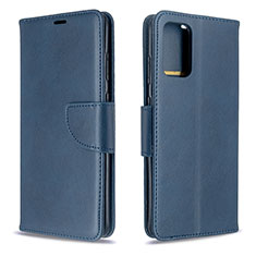 Leather Case Stands Flip Cover Holder B04F for Samsung Galaxy S20 5G Blue