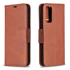 Leather Case Stands Flip Cover Holder B04F for Samsung Galaxy S20 FE 5G Brown