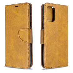 Leather Case Stands Flip Cover Holder B04F for Samsung Galaxy S20 Light Brown