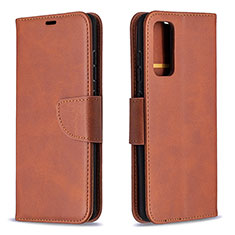 Leather Case Stands Flip Cover Holder B04F for Samsung Galaxy S20 Lite 5G Brown